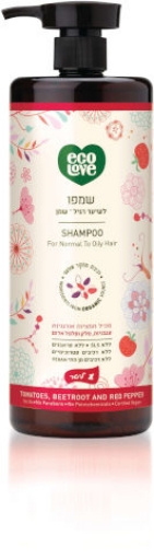 ecoLove שמפו לשיער רגיל - שמן ירקות אדומים - אקולאב